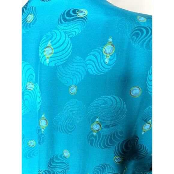 VTG Charles Bianco Italy Silk Colorful Longsleeve Art Deco Luxury Geometric Maxi - Picture 6 of 11